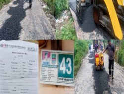 Proses Pengaspalan hampir 225 meter, di kerjakan hitungan jam dan Tanpa papan informasi kegiatan 