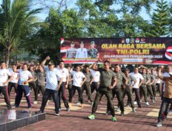 Kapolres Lebak dan Forkompimda Lebak mengadakan Olahraga Bersama TNI-POLRI di Lapangan Mapolres Lebak