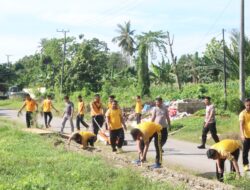 Antisipasi Penyebaran DBD, Polres Konsel Lakukan Pembersihan Sekeliling Markas Komando